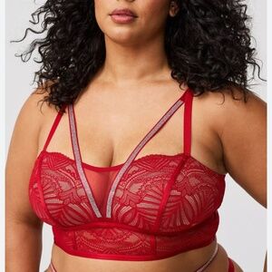 Pretty Torrid Diamante Lace Wireless Bralette Sz 00/M/10 Red